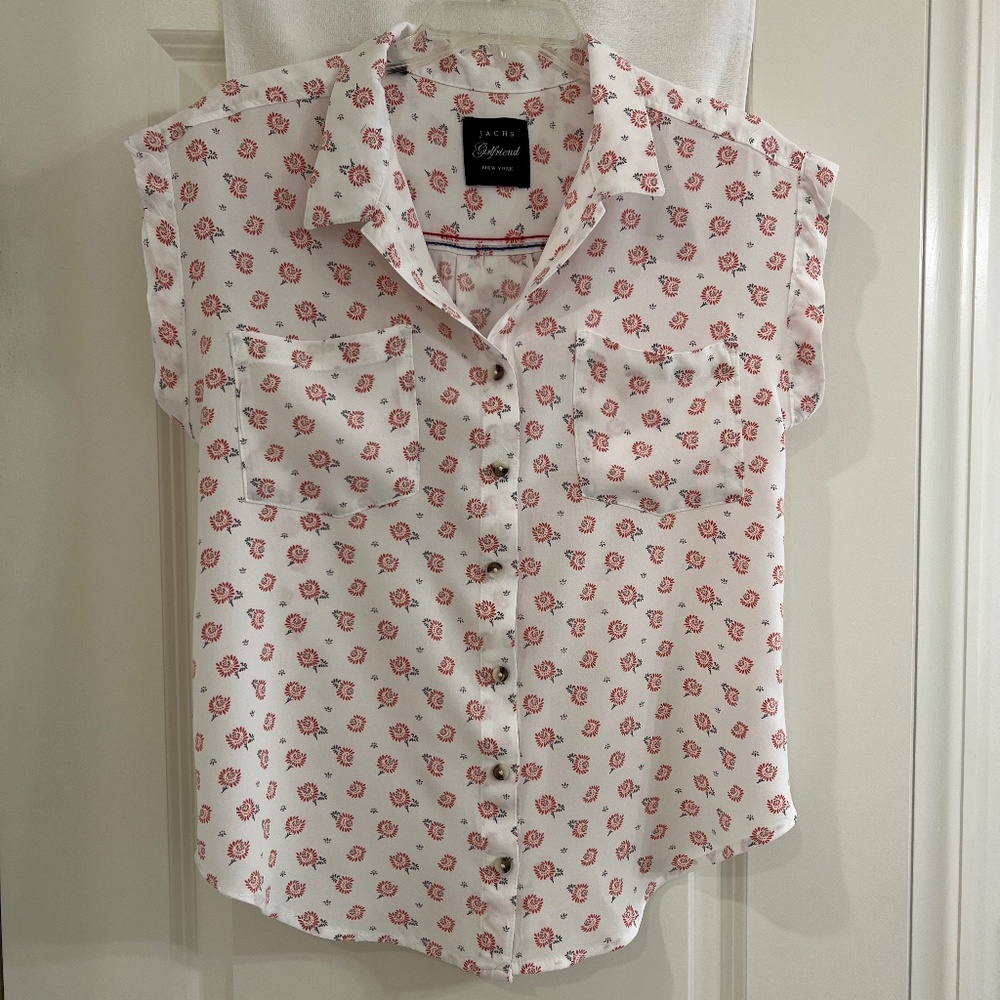 JACHS New York Girlfriend Short Sleeve Graphic Top Blouse--Size Medium